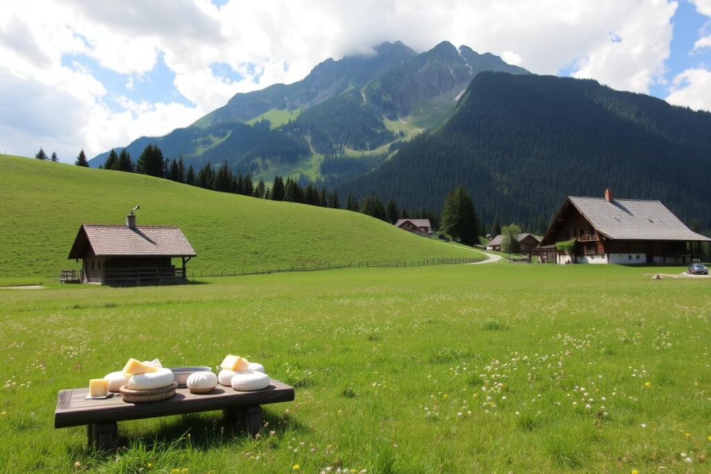 Eine Alm im Allgäu, auf der ein Käsekurs stattfindet. Eine Alm im Allgäu, auf der ein Käsekurs stattfindet.